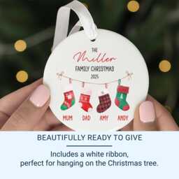 Christmas Ornament Family Stockings Design - Ceramic, Custom Names - thumbnail 3