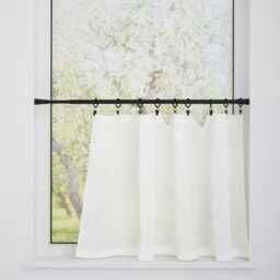 Natural Cafe Curtain, French Style Linen Curtains For Hanging With Clips in Kitchen, Light Filtering Drapery, Natural Linen Valances - thumbnail 3