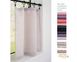 Natural Cafe Curtain, French Style Linen Curtains For Hanging With Clips in Kitchen, Light Filtering Drapery, Natural Linen Valances - thumbnail 1