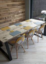 Reclaimed/Industrial Scaffold Board Dining Table Bench - Made To Order Steel Leg Frames - thumbnail 1