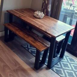 Reclaimed/Industrial Scaffold Board Dining Table Bench - Made To Order Steel Leg Frames - thumbnail 2