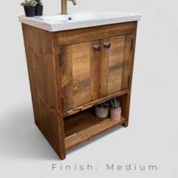 Nory - Handmade Solid Pine Bathroom Vanity Unit Redwood Timber Cupboard - thumbnail 2