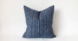 Navy Blue Pillows Ethnic Fabric Batik Textiles Boho Hmong Fabric Hand Painted Indigo Scatter Cushions Throw Pillows
