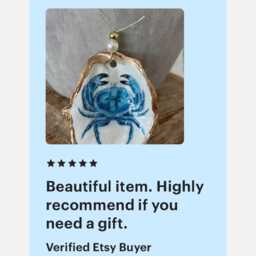Crab Oyster Shell Ornament. Oyster Christmas Ornament. Blue Crab Coastal Christmas Southern Ornament Handmade - thumbnail 3