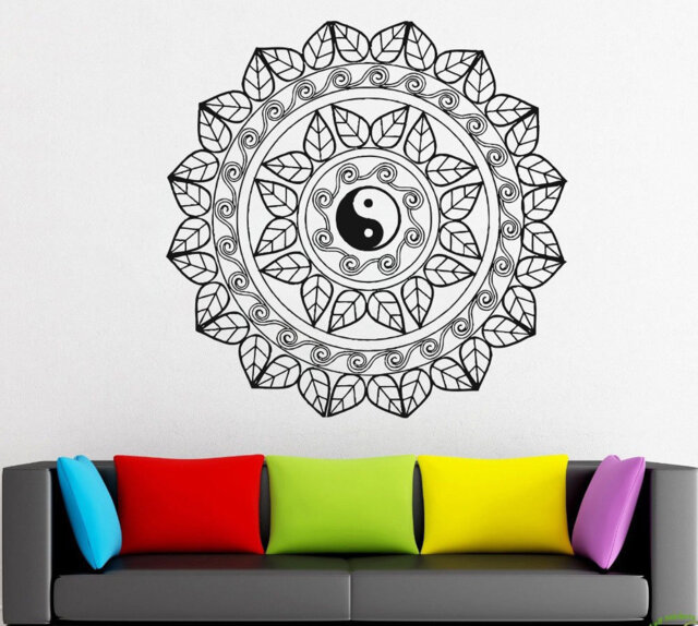 Mandala Wall Decal Yoga Studio Decor, Removable Vinyl Sticker 2028 - image 1