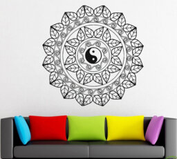 Mandala Wall Decal Yoga Studio Decor, Removable Vinyl Sticker 2028 - thumbnail 1