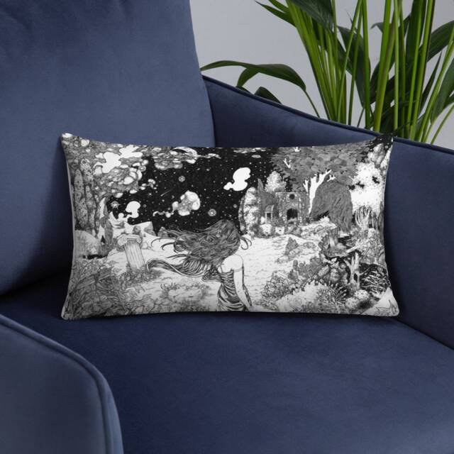 stephen King's Rose Madder Pillow, Fantasy Pen Ink Illustration - image 1