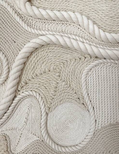 Fiber Art Wall Hanging, Handmade, Natural Cotton Rope - image 1