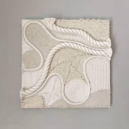Fiber Art Wall Hanging, Handmade, Natural Cotton Rope - thumbnail 2