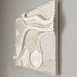 Fiber Art Wall Hanging, Handmade, Natural Cotton Rope - thumbnail 3