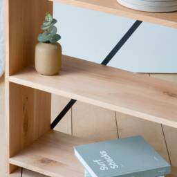 Konk ??? All Oak X Bookcase Bespoke Sizes Available Industrial Modern Solid Wood Shelving, & Steel Tall Bookshelf - thumbnail 3