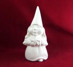 Ceramic Ready To Paint Female Garden Gnome - 11 Inches, Hand Painted Lawn Or Garden Gnome, Outdoor Indoor