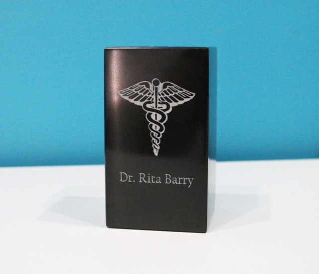Personalized Black Marble Pen & Pencil Holder - Laser Engraved - image 1