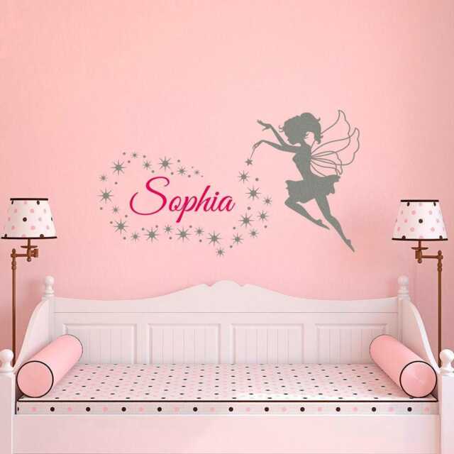 Personalized Fairy Name Wall Decal For Nursery Stars - Two Colors Kids Art - image 1
