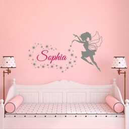 Personalized Fairy Name Wall Decal For Nursery Stars - Two Colors Kids Art - thumbnail 1
