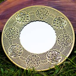 Authentic Antique Handmade Etched Brass Mirror - Egyptian Oriental Geometry Patterns Wall Mirror- Arabic Original Mount- Hanging - thumbnail 3