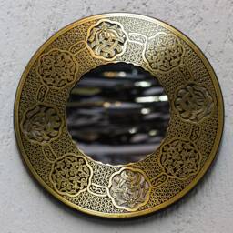Authentic Antique Handmade Etched Brass Mirror - Egyptian Oriental Geometry Patterns Wall Mirror- Arabic Original Mount- Hanging - thumbnail 4