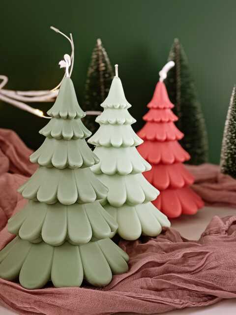 Handmade Christmas Tree Candle Soy Beeswax Blend, Festive Decor - image 1
