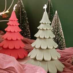 Handmade Christmas Tree Candle Soy Beeswax Blend, Festive Decor - thumbnail 2