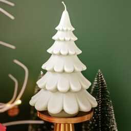 Handmade Christmas Tree Candle Soy Beeswax Blend, Festive Decor - thumbnail 3