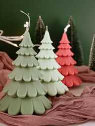 Handmade Christmas Tree Candle Soy Beeswax Blend, Festive Decor - thumbnail 1