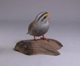 Baby White-Throated Sparrow Hand Carved Wooden Bird