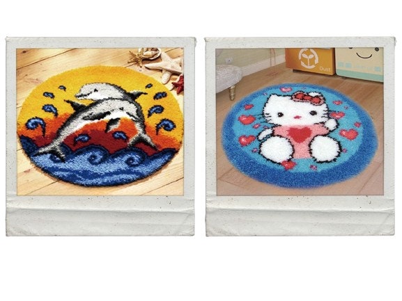 Cotton & Polyester Diy Crafts Yarn Carpet Round Shape Animal Custom Latch Hook Rug Crochet Kits For Beginners Adults - 50cm - image 1
