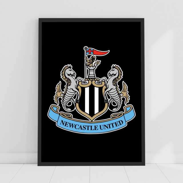 Newcastle United Fc Print - Crest Poster Football Wall Art - image 1