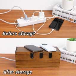 Fathers Day Custom Wood Cable Management Box - Cord Organizer, Holder, Wire Hider Box, Desk Organizer, Gift For Her, Office Gift Decor - thumbnail 3