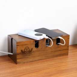 Fathers Day Custom Wood Cable Management Box - Cord Organizer, Holder, Wire Hider Box, Desk Organizer, Gift For Her, Office Gift Decor - thumbnail 4