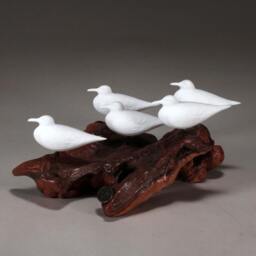 John Perry Seagull Sculpture, Burlwood Base, Coastal Decor - thumbnail 2