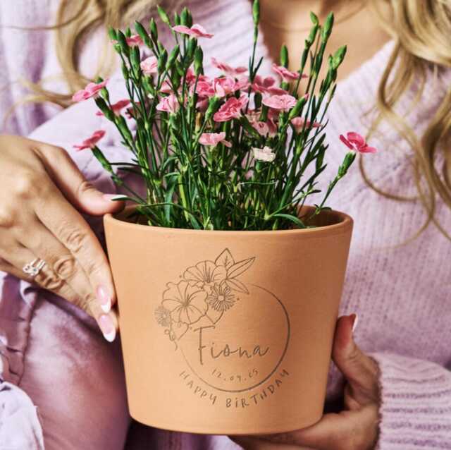 Birth Flower Personalised Pot Birthday Gift - image 1