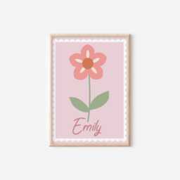 Girls Pretty Personalised Pink Flower Wall Print For Bedroom Or Nursery - Only - thumbnail 3