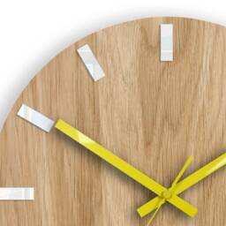 Wall Clock Wood Clock Large Wall Gift Decor Unique Oak Clocks White Yellow - thumbnail 2