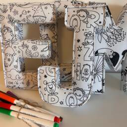 Personalised Colour-In Fabric Letters Kids Christmas Gift Custom Name Initials Creative Colouring Activity Stocking Filler For Kids - thumbnail 2