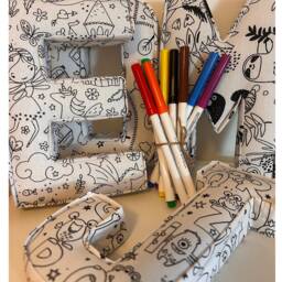Personalised Colour-In Fabric Letters Kids Christmas Gift Custom Name Initials Creative Colouring Activity Stocking Filler For Kids - thumbnail 1