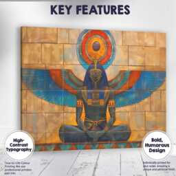 Seated Egyptian Goddess With Blue Wings Temple Wall Art Canvas Print Decor Picture Ready To Hang - thumbnail 1