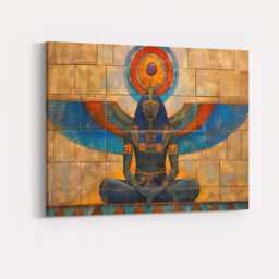 Seated Egyptian Goddess With Blue Wings Temple Wall Art Canvas Print Decor Picture Ready To Hang - thumbnail 4