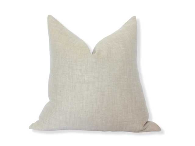 Beige Linen Pillow Cover 18x18, Oatmeal Covers 22x22, Solid Throw 20x20, Neutral Cream Cushion - - image 1