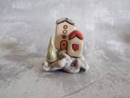 Handmade Ceramic House Sculpture, Beach Stone Decor