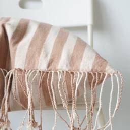 Handwoven Hemp Pillow Cover Brown Striped Boho Farmhouse Decor - thumbnail 3