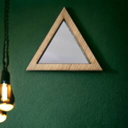 Triangle Wooden Framed Mirror Oak, Walnut, Or Cherry Veneer - thumbnail 3