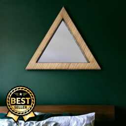 Triangle Wooden Framed Mirror Oak, Walnut, Or Cherry Veneer - thumbnail 1