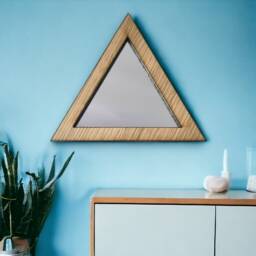 Triangle Wooden Framed Mirror Oak, Walnut, Or Cherry Veneer - thumbnail 2