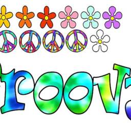 Vwaq Groovy Retro Flowers Wall Decal - Vintage Hippie Love Sticker Pack Peel & Stick Peace Sign Reusable Fabric Hf4 - thumbnail 2