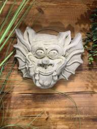 stone Garden Large Gremlin Gargoyle Plain Happy Face Wall Plaque Ornament - thumbnail 1