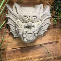 stone Garden Large Gremlin Gargoyle Plain Happy Face Wall Plaque Ornament - thumbnail 4
