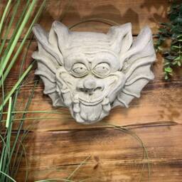 stone Garden Large Gremlin Gargoyle Plain Happy Face Wall Plaque Ornament - thumbnail 2