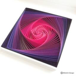Pink Origami Wall Art 3D Quilling Sculpture, Geometric Paper Art - thumbnail 2