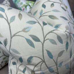 Duck Egg Pillow Cover, Voyage Cervino Fabric, Classic Leaf Trail Cushion Cover , Farmhouse Countryside Home Decor Handmade - thumbnail 4